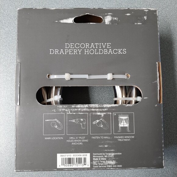 Threshold Drapery Tiebacks; Set of 2; Brushed Nickel; New, Hardware Included - Picture 2 of 2